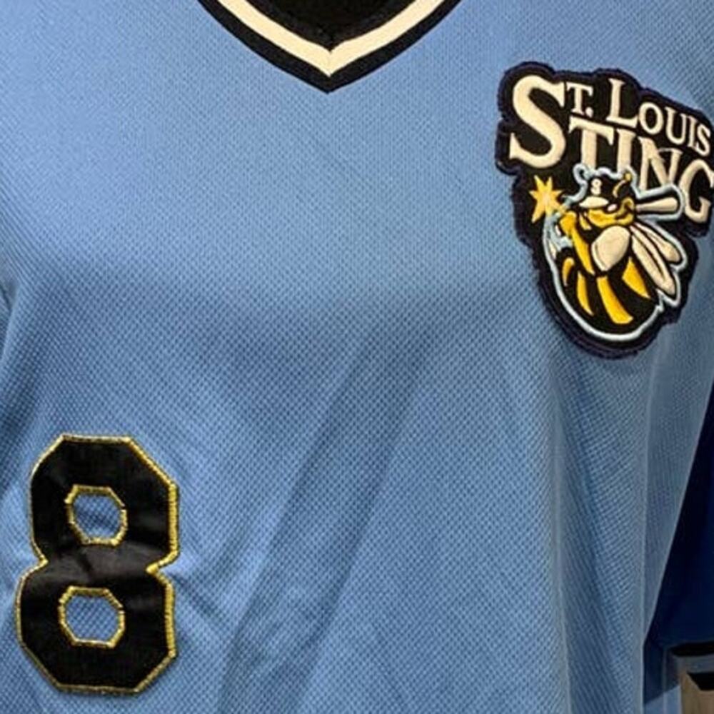 New St Louis Sting Large Number 8 Short Sleeve VNeck Baseball Jersey Shirt - Picture 2 of 4